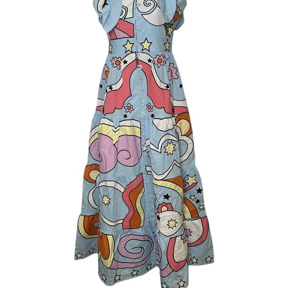 Celia B Valkyria Dress XS NWT | Psychedelic Rainbow Cloud Print Maxi | $475 Reta - Picture 2 of 8